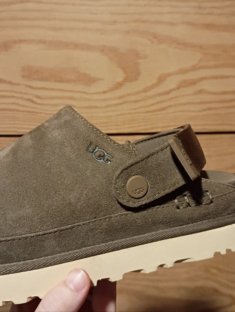 UGG Grey Brown Suede Goldenstar Slip-On Clogs - Picture 11 of 11